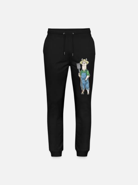 Llama Farmer Pitchfork Farm - Stanley/Stella Mover Unisex Organic Jogging Trousers - black