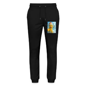  cat, Santa hat, Yeti, Christmas, snow, meme,selfi - Stanley/Stella Unisex Bio Jogginghose Mover  - Schwarz - Vorne - Marisol (170cm) & Nik (191cm)