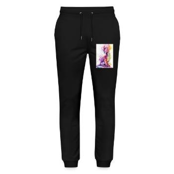 Rainbow Watercolor Dragon - Stanley/Stella Mover Unisex Organic Jogging Trousers - black - Front - Marisol (170cm) & Nik (191cm)
