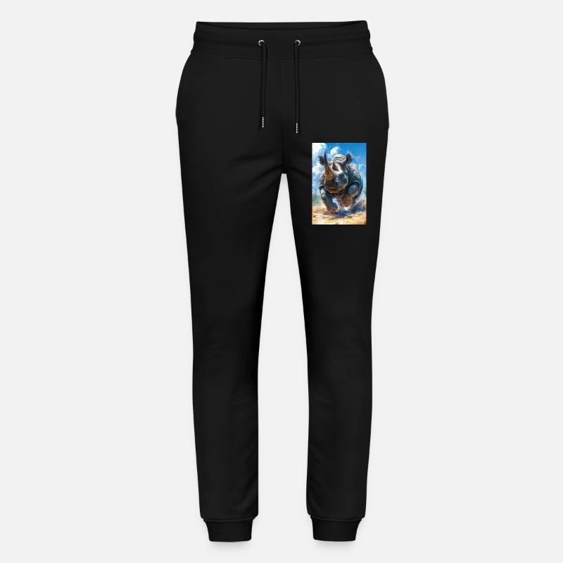 Illustration eines Nashorns - Stanley/Stella Unisex Bio Jogginghose Mover  - Schwarz
