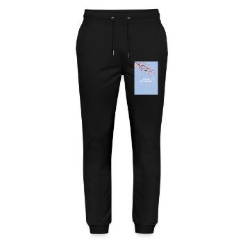 Kein Regen Keine Blumen Kirschblüte - Stanley/Stella Unisex Bio Jogginghose Mover  - Schwarz - Vorne - Marisol (170cm) & Nik (191cm)