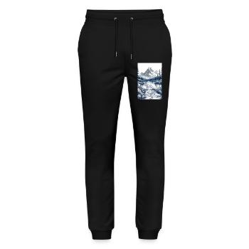 Illustration einer Gebirgslandschaft - Stanley/Stella Unisex Bio Jogginghose Mover  - Schwarz - Vorne - Marisol (170cm) & Nik (191cm)