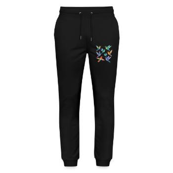 Colibris colorés à l’aquarelle – Légèreté et couleur - Pantalon de jogging bio MOVER Stanley/Stella unisexe - noir - Devant - Marisol (170cm) & Nik (191cm)