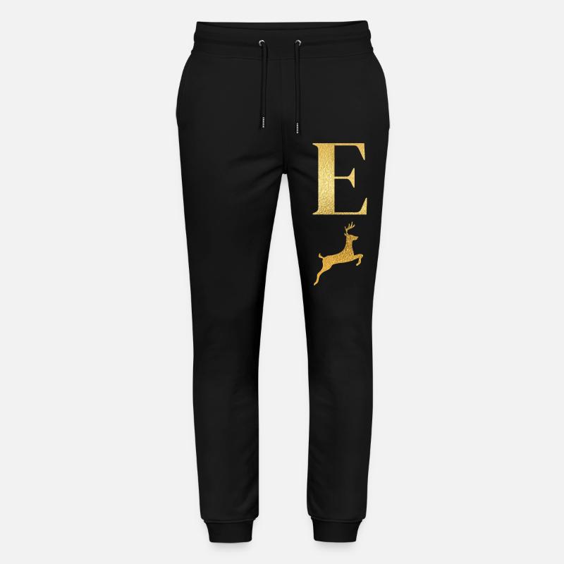 Buchstabe e goldener Hirsch - Geschenkidee - Stanley/Stella Unisex Bio Jogginghose Mover  - Schwarz