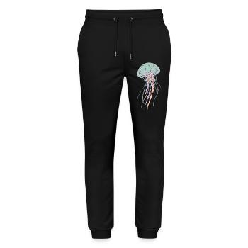 Pastellqualle Illustration - Stanley/Stella Unisex Bio Jogginghose Mover  - Schwarz - Vorne - Marisol (170cm) & Nik (191cm)