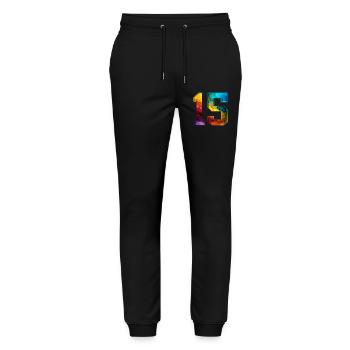 NO. 15 NUMBER 15 COLLEGE 15TH BIRTHDAY - Stanley/Stella Mover Unisex Organic Jogging Trousers - black - Front - Marisol (170cm) & Nik (191cm)