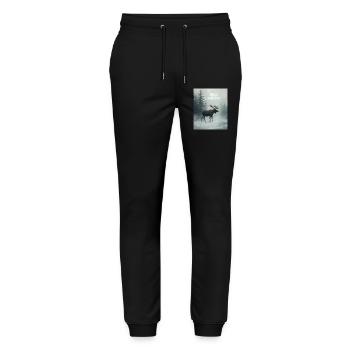 Wilder Winterelch - Stanley/Stella Unisex Bio Jogginghose Mover  - Schwarz - Vorne - Marisol (170cm) & Nik (191cm)
