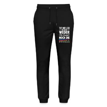 Weder Geduld noch Buntstifte – Sarkasmus - Stanley/Stella Unisex Bio Jogginghose Mover  - Schwarz - Vorne - Marisol (170cm) & Nik (191cm)