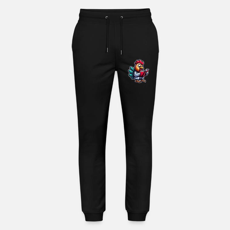 Reading rooster in comic style - Stanley/Stella Mover Unisex Organic Jogging Trousers - black