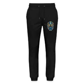 Blitzmasken Lucha Neon Blau Gold - Stanley/Stella Unisex Bio Jogginghose Mover  - Schwarz - Vorne - Marisol (170cm) & Nik (191cm)
