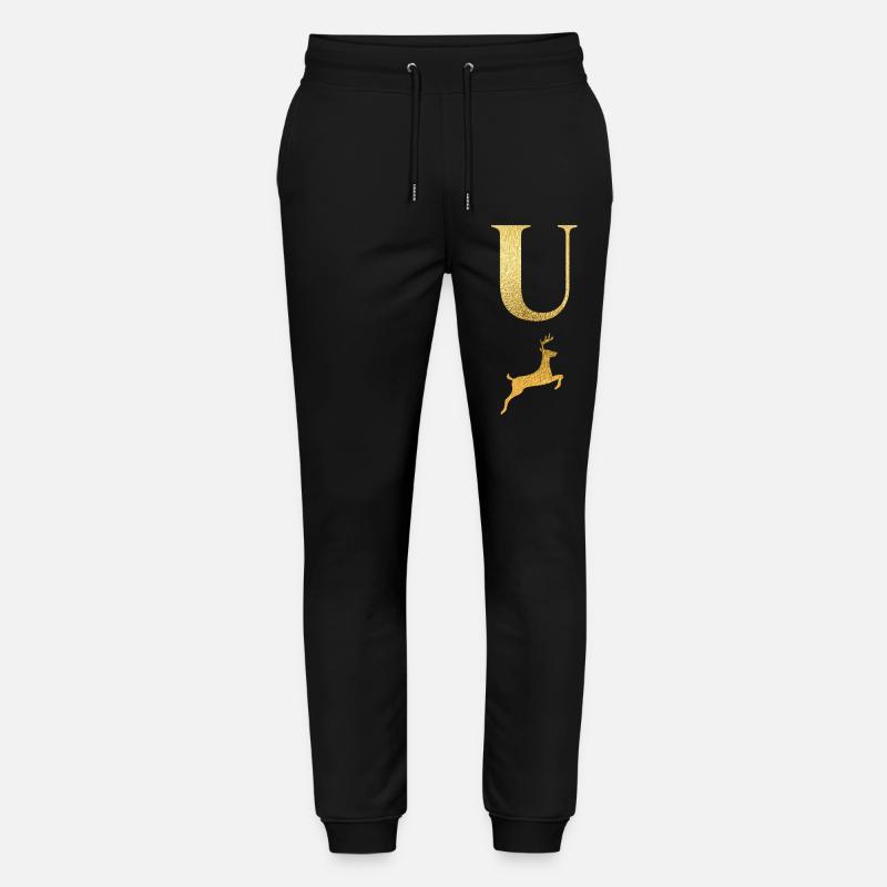 Buchstabe u goldener Hirsch - Geschenkidee - Stanley/Stella Unisex Bio Jogginghose Mover  - Schwarz