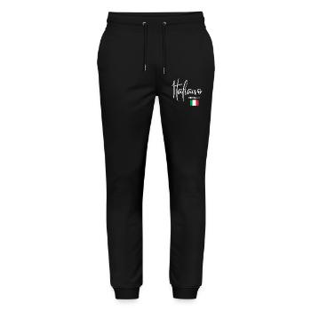 Born in Italy, originally from Italy - Stanley/Stella Mover Unisex Organic Jogging Trousers - black - Front - Marisol (170cm) & Nik (191cm)