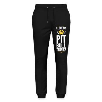 J’adore les pitbull terriers - Pantalon de jogging bio MOVER Stanley/Stella unisexe - noir - Devant - Marisol (170cm) & Nik (191cm)