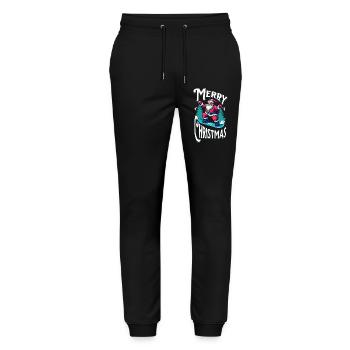 Snowboard Santa Claus - Stanley/Stella Unisex Bio Jogginghose Mover  - Schwarz - Vorne - Marisol (170cm) & Nik (191cm)