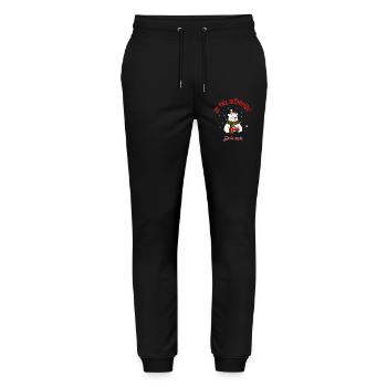 Weihnachten Glühwein Humor Eisbär Spruch - Stanley/Stella Unisex Bio Jogginghose Mover  - Schwarz - Vorne - Marisol (170cm) & Nik (191cm)