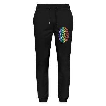 Bunter Regenbogen Fingerabdruck - Stanley/Stella Unisex Bio Jogginghose Mover  - Schwarz - Vorne - Marisol (170cm) & Nik (191cm)