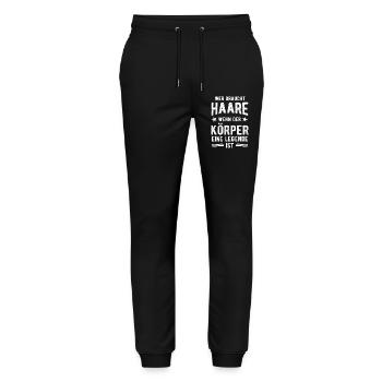 Geiler Typ mit Glatze Glatzkopf Bodybuilder - Stanley/Stella Unisex Bio Jogginghose Mover  - Schwarz - Vorne - Marisol (170cm) & Nik (191cm)