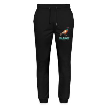 Fasane Fasan - Stanley/Stella Unisex Bio Jogginghose Mover  - Schwarz - Vorne - Marisol (170cm) & Nik (191cm)