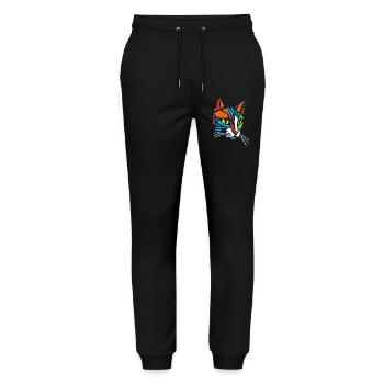 Stammes-Mosaik-Katze - Stanley/Stella Unisex Bio Jogginghose Mover  - Schwarz - Vorne - Marisol (170cm) & Nik (191cm)