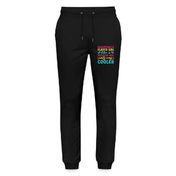 Drôle de joueuse d’harmonica fille comme une fille normale - Pantalon de jogging bio MOVER Stanley/Stella unisexe - noir - Devant - Marisol (170cm) & Nik (191cm)