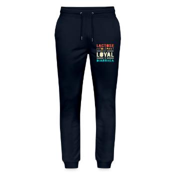 Milch Allergie Laktose Intoleranz Blähungen - Stanley/Stella Unisex Bio Jogginghose Mover  - Navy - Vorne - Marisol (170cm) & Nik (191cm)