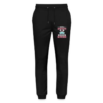 Skilehrer 100 % GEPRÜFTER SKIHASERL BETREUER - Stanley/Stella Unisex Bio Jogginghose Mover  - Schwarz - Vorne - Marisol (170cm) & Nik (191cm)