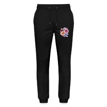 Flower Colors Watercolors Bouquet - Stanley/Stella Mover Unisex Organic Jogging Trousers - black - Front - Marisol (170cm) & Nik (191cm)