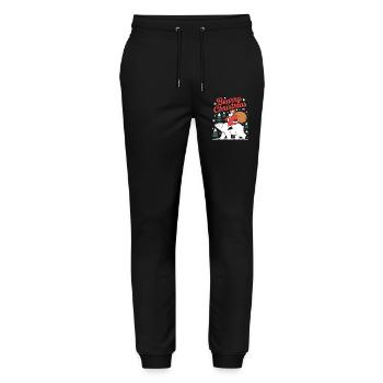 Bearry Christmas Bear Santa Xmas - Stanley/Stella Mover Unisex Organic Jogging Trousers - black - Front - Marisol (170cm) & Nik (191cm)