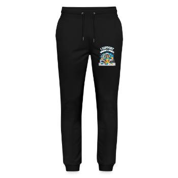 I Support Women's Sports Unwearable Bootleg - Stanley/Stella Unisex Bio Jogginghose Mover  - Schwarz - Vorne - Marisol (170cm) & Nik (191cm)