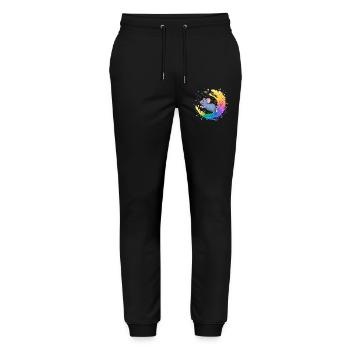 Colorful mouse in a swirl of color - Stanley/Stella Mover Unisex Organic Jogging Trousers - black - Front - Marisol (170cm) & Nik (191cm)