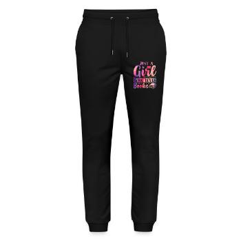 Just a girl who loves books - Stanley/Stella Mover Unisex Organic Jogging Trousers - black - Front - Marisol (170cm) & Nik (191cm)
