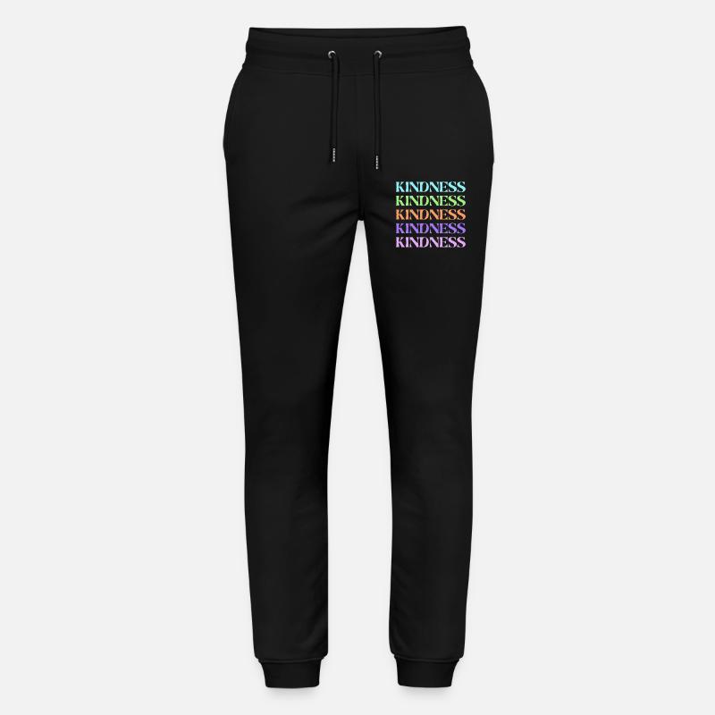 Kindness Rainbow Stacked Text - Stanley/Stella Mover Unisex Organic Jogging Trousers - black