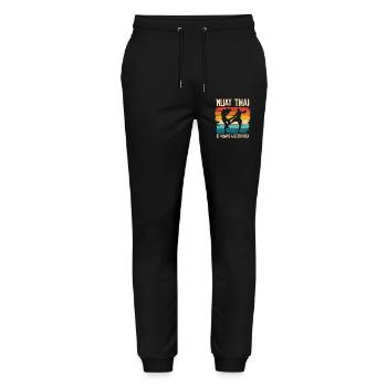 Muay Thai Retro Fight Vibe - Stanley/Stella Mover Unisex Organic Jogging Trousers - black - Front - Marisol (170cm) & Nik (191cm)