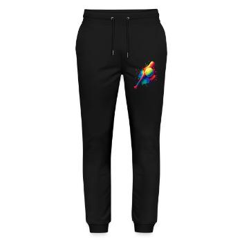 Vintage-Baseball-Design Bunter Sportspritzer - Stanley/Stella Unisex Bio Jogginghose Mover  - Schwarz - Vorne - Marisol (170cm) & Nik (191cm)