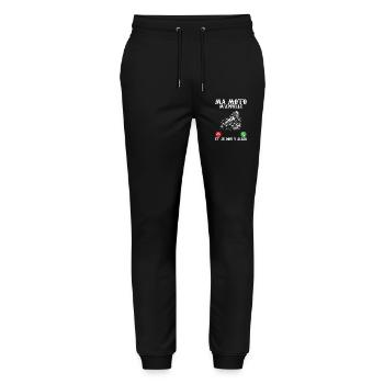 Lustiger Biker, mein Motorrad ruft mich und ich muss los. - Stanley/Stella Unisex Bio Jogginghose Mover  - Schwarz - Vorne - Marisol (170cm) & Nik (191cm)