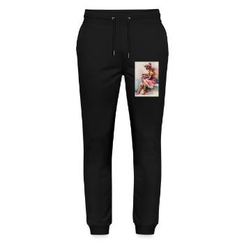 Fille d'hiver en aquarelle et cadeaux - Pantalon de jogging bio MOVER Stanley/Stella unisexe - noir - Devant - Marisol (170cm) & Nik (191cm)