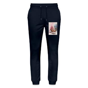 Rentierschlitten-Weihnachtsaquarell - Stanley/Stella Unisex Bio Jogginghose Mover  - Navy - Vorne - Marisol (170cm) & Nik (191cm)