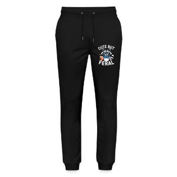 Cute but Feral Raccoon - Stanley/Stella Mover Unisex Organic Jogging Trousers - black - Front - Marisol (170cm) & Nik (191cm)
