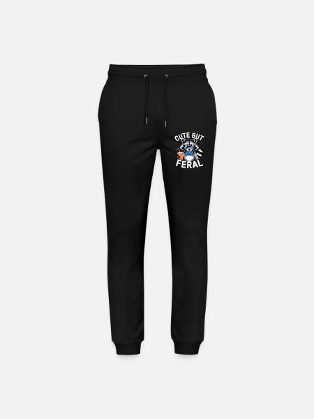 Cute but Feral Raccoon - Stanley/Stella Mover Unisex Organic Jogging Trousers - black