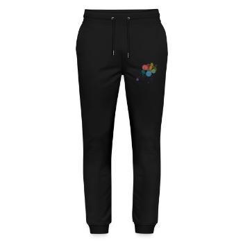 Colorful Cat with Floating Balloons Illustration - Stanley/Stella Mover Unisex Organic Jogging Trousers - black - Front - Marisol (170cm) & Nik (191cm)
