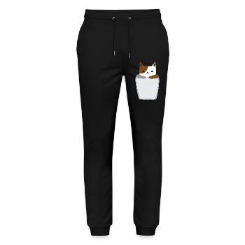 Brusttasche mit Katze - Stanley/Stella Unisex Bio Jogginghose Mover  - Schwarz - Vorne - Marisol (170cm) & Nik (191cm)