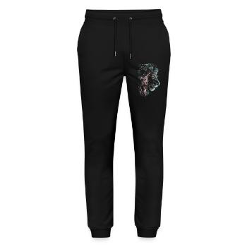 Lion Colorful Lion Head Neon Colorful Predator Art - Stanley/Stella Mover Unisex Organic Jogging Trousers - black - Front - Marisol (170cm) & Nik (191cm)