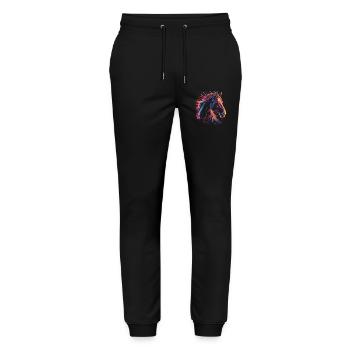 Buntes Pferdeporträt im künstlerischen Stil - Stanley/Stella Unisex Bio Jogginghose Mover  - Schwarz - Vorne - Marisol (170cm) & Nik (191cm)