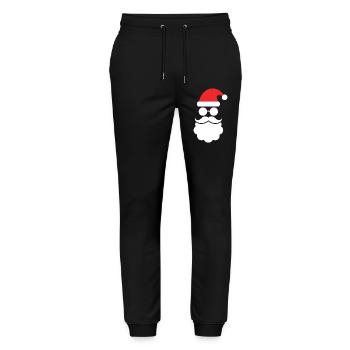 Santa Claus with Beard Minimal Head Design - Stanley/Stella Mover Unisex Organic Jogging Trousers - black - Front - Marisol (170cm) & Nik (191cm)