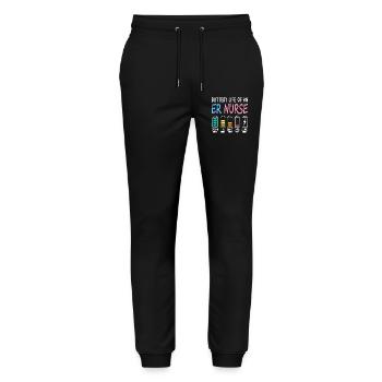 Battery level of an emergency room nurse humor - Stanley/Stella Mover Unisex Organic Jogging Trousers - black - Front - Marisol (170cm) & Nik (191cm)