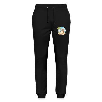 Cute Hedgehog with Glasses Beach Summer Vacation - Stanley/Stella Mover Unisex Organic Jogging Trousers - black - Front - Marisol (170cm) & Nik (191cm)