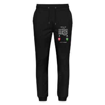Volleyball ruft den lustigen Spieler und Fan-Coach Gift - Stanley/Stella Unisex Bio Jogginghose Mover  - Schwarz - Vorne - Marisol (170cm) & Nik (191cm)