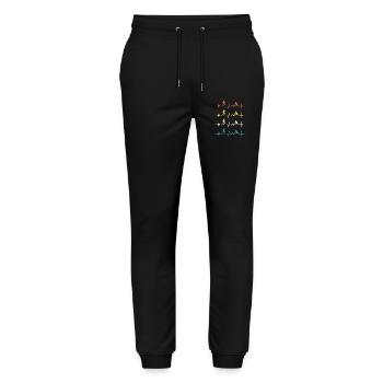 Trail running retro heartbeat jogging mountain run - Pantalon de jogging bio MOVER Stanley/Stella unisexe - noir - Devant - Marisol (170cm) & Nik (191cm)