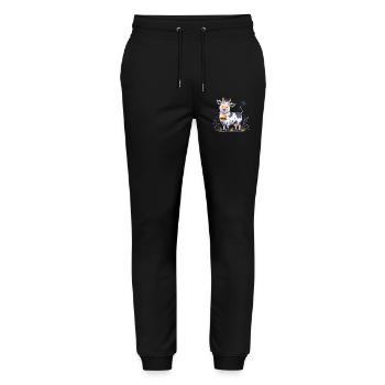 Funny cow with bell - Stanley/Stella Mover Unisex Organic Jogging Trousers - black - Front - Marisol (170cm) & Nik (191cm)