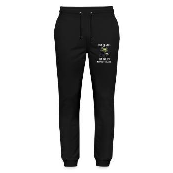 Grumpy Frosch mit Kaffee Cartoon - Pantalon de jogging bio MOVER Stanley/Stella unisexe - noir - Devant - Marisol (170cm) & Nik (191cm)
